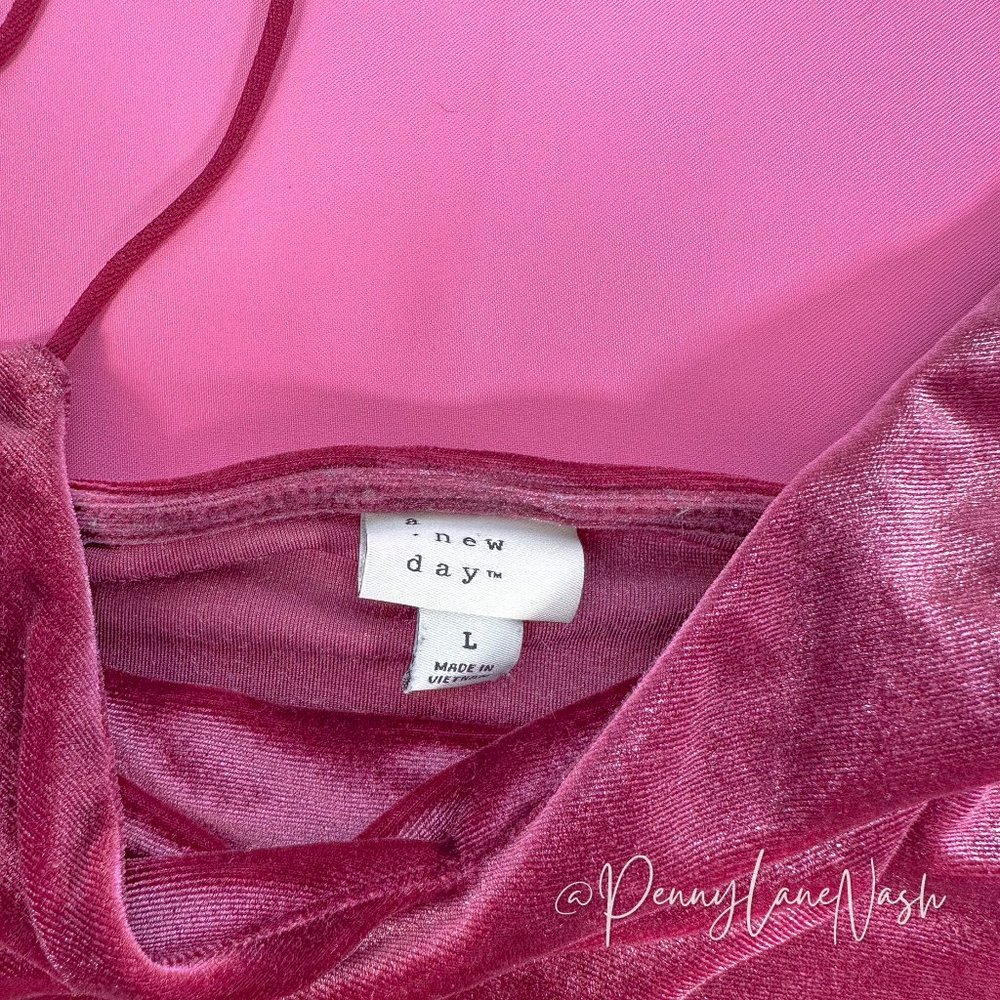 A New Day V Neck Velvet Camisole Tank Pink - Picture 3 of 6